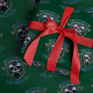 Funny Scottish Viking Wrapping Paper Roll Scottish To The Bone Vintage Scottish Lion Rampant Flag Skull TS11 Green Print Your Wear