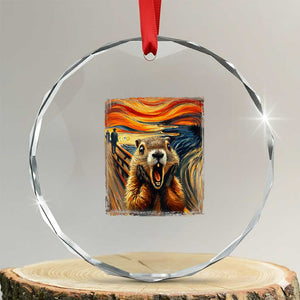 Funny Scream Groundhog Crystal Glass Ornament Woddchuck Day TS02 Transparent Glass 3'' Circle Print Your Wear