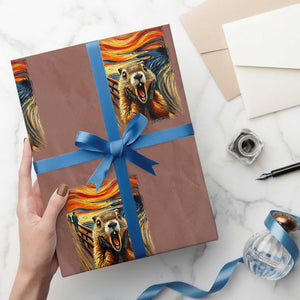 Funny Scream Groundhog Wrapping Paper Roll Woddchuck Day TS02 Mocha Print Your Wear