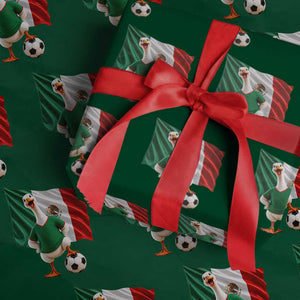 Funny Screaming Merlin the Duck Wrapping Paper Roll Mexico Soccer Flag Football Fans