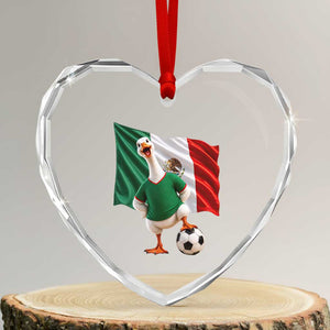 Funny Screaming Merlin the Duck Heart Crystal Glass Ornament Mexico Soccer Flag Football Fans