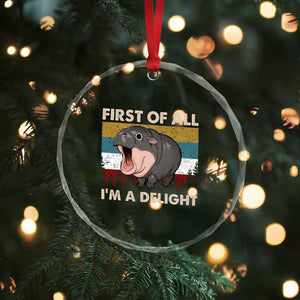 Funny Screaming Moo Deng Crystal Glass Ornament First Of All I'm A Delight Retro Vintage TS02 Print Your Wear