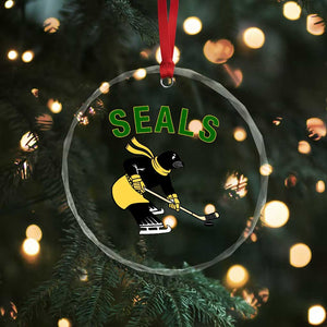 Funny Seal Ice Hockey Player Crystal Glass Ornament Winter Sports Gift TS12 Print Your Wear