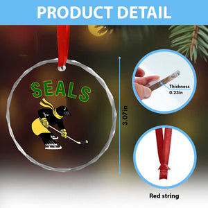Funny Seal Ice Hockey Player Crystal Glass Ornament Winter Sports Gift TS12 Print Your Wear