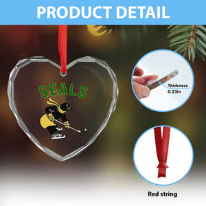 Funny Seal Ice Hockey Player Heart Crystal Glass Ornament Winter Sports Gift TS12 Print Your Wear