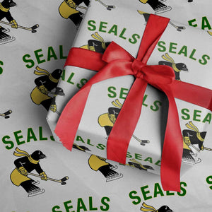 Funny Seal Ice Hockey Player Wrapping Paper Roll Winter Sports Gift TS12 White Print Your Wear