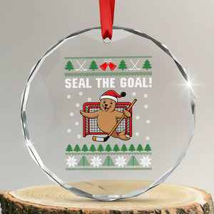 Funny Seal The Goal Crystal Glass Ornament Goalie Ice Hockey Player Gift TS12 Transparent Glass 3'' Circle Print Your Wear