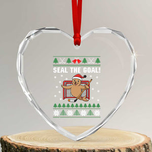 Funny Seal The Goal Heart Crystal Glass Ornament Goalie Ice Hockey Player Gift TS12 Transparent Glass 3'' Heart Print Your Wear