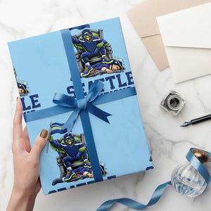Funny Seattle Clobbers New England Wrapping Paper Roll Football Game Day TS12 Light Blue Print Your Wear