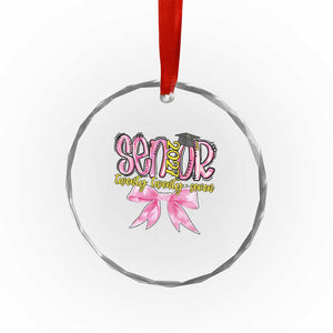 Funny Senior EST 2027 Graduation Crystal Glass Ornament Twenty Twenty Seven Pink Bow TS11 Print Your Wear