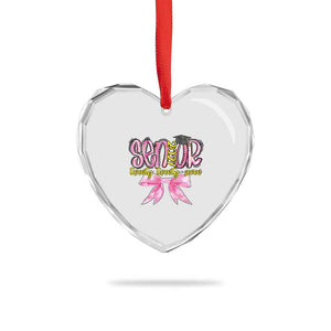 Funny Senior EST 2027 Graduation Heart Crystal Glass Ornament Twenty Twenty Seven Pink Bow TS11 Print Your Wear