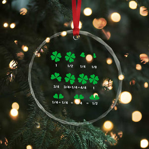 Funny Shamrock Fraction Crystal Glass Ornament St Patrick's Day Math Lover TS02 Print Your Wear