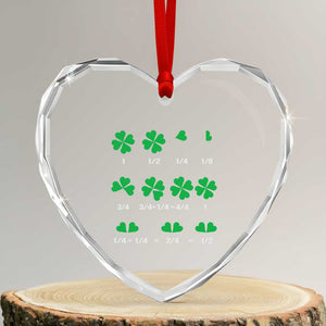 Funny Shamrock Fraction Heart Crystal Glass Ornament St Patrick's Day Math Lover TS02 Transparent Glass 3'' Heart Print Your Wear