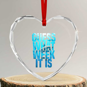 Funny Shark Lover Week Heart Crystal Glass Ornament Guess What Week It Is Blue Ocean TS02 Transparent Glass 3'' Heart Print Your Wear