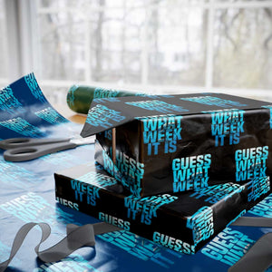Funny Shark Lover Week Wrapping Paper Roll Guess What Week It Is Blue Ocean TS02 Black Print Your Wear
