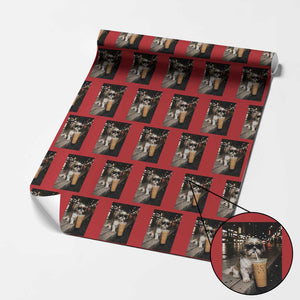 Funny Shih Tzu Drinking Iced Coffee Wrapping Paper Roll Vintage Dog Lover