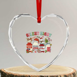 Funny Silent Night Nurse Christmas Heart Crystal Glass Ornament Festive Meds and Holiday Medical Humor TS02 Transparent Glass 3'' Heart Print Your Wear