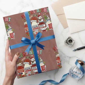 Funny Silent Night Nurse Christmas Wrapping Paper Roll Festive Meds and Holiday Medical Humor TS02 Mocha Print Your Wear