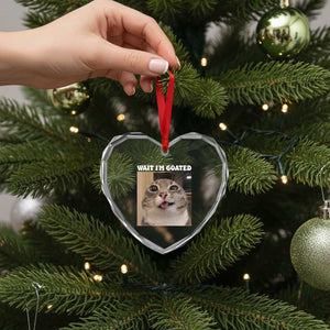 Funny Silly Cat Meme Heart Crystal Glass Ornament Wait Im Goated TS12 Print Your Wear