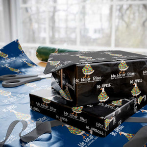 Funny Silly Goose Neurodivergent Support Wrapping Paper Roll In April We Wear Blue For Autism Acceptance TS14 Black Print Your Wear