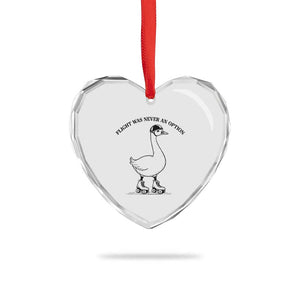 Funny Silly Goose Roller Skater Heart Crystal Glass Ornament Flight Was Never An Option