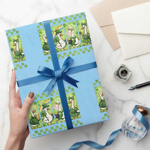 Funny Silly Irish Goose Wrapping Paper Roll St Patricks Day Goose Lover Gift TS12 Light Blue Print Your Wear