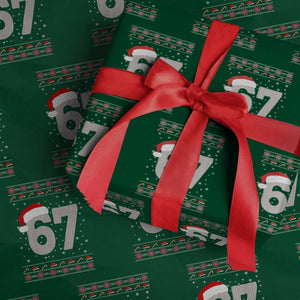 Funny Six Seven 6 7 Meme Ugly Christmas Wrapping Paper Roll Gen Alpha Slang TS10 Green Print Your Wear