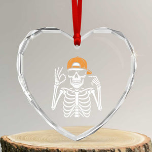 Funny Six Seven 67 Skeleton Gen Alpha Halloween Meme Heart Crystal Glass Ornament TS11 Transparent Glass 3'' Heart Print Your Wear