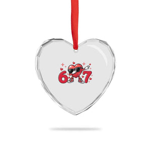 Funny Six Seven 67 Valentines Dabbing Heart Heart Crystal Glass Ornament TS11 Print Your Wear