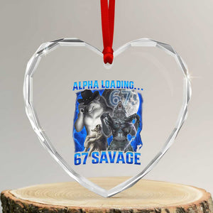 Funny Six Seven Alpha Wolf Heart Crystal Glass Ornament Alpha Loading 67 Savage Wolves Moon Meme TS11 Transparent Glass 3'' Heart Print Your Wear