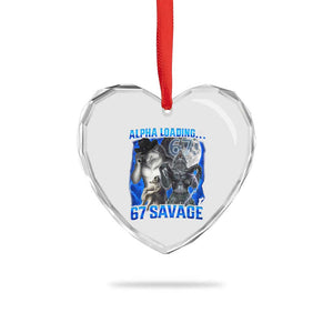 Funny Six Seven Alpha Wolf Heart Crystal Glass Ornament Alpha Loading 67 Savage Wolves Moon Meme TS11 Print Your Wear