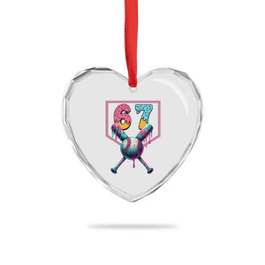 Funny Six Seven Baseball Drip Heart Crystal Glass Ornament Number 67 Meme Drippy Bats TS02 Print Your Wear