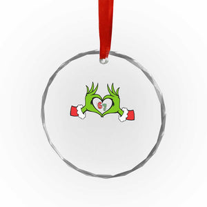 Funny Six Seven Christmas 67 Meme Gen Alpha Elf Heart Hands Crystal Glass Ornament TS11 Print Your Wear