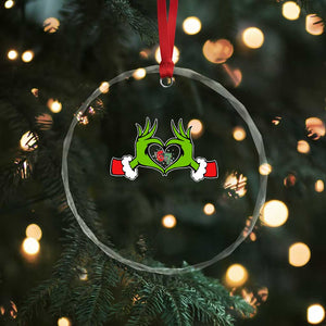 Funny Six Seven Christmas 67 Meme Gen Alpha Elf Heart Hands Crystal Glass Ornament TS11 Print Your Wear