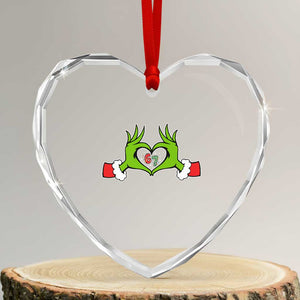 Funny Six Seven Christmas 67 Meme Gen Alpha Elf Heart Hands Heart Crystal Glass Ornament TS11 Transparent Glass 3'' Heart Print Your Wear