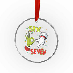 Funny Six Seven Christmas Crystal Glass Ornament 67 Meme Xmas Santa Elf Hand Gen Alpha TS11 Print Your Wear