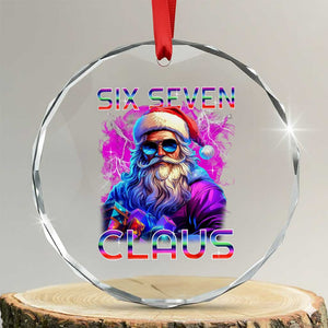 Funny Six Seven Claus Crystal Glass Ornament 67 Christmas Santa Meme Gen Alpha TS11 Transparent Glass 3'' Circle Print Your Wear