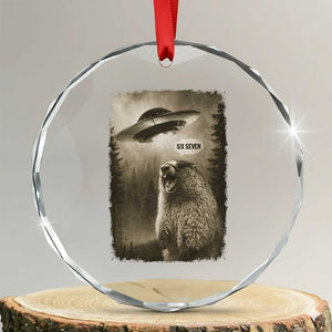 Funny Six Seven Crystal Glass Ornament Screaming Groundhog UFO Meme TS14 Transparent Glass 3'' Circle Print Your Wear