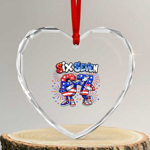 Funny Six Seven Dabbing Heart Crystal Glass Ornament Patriotic American Pride Gift