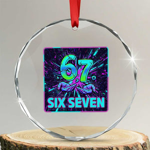 Funny Six Seven Meme Crystal Glass Ornament Cyberpunk Neon Style TS12 Transparent Glass 3'' Circle Print Your Wear