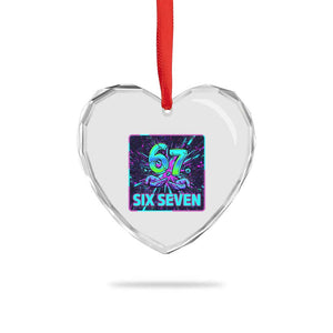 Funny Six Seven Meme Heart Crystal Glass Ornament Cyberpunk Neon Style TS12 Print Your Wear