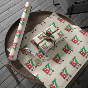 Funny Six Seven Meme Trendy TikTok Wrapping Paper Roll Christmas Gift TS12 Beige Print Your Wear