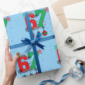 Funny Six Seven Meme Trendy TikTok Wrapping Paper Roll Christmas Gift TS12 Light Blue Print Your Wear