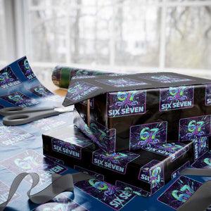 Funny Six Seven Meme Wrapping Paper Roll Cyberpunk Neon Style TS12 Black Print Your Wear