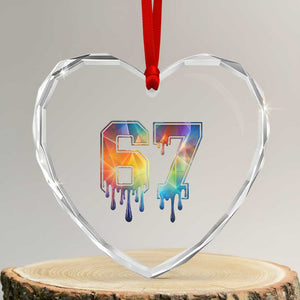Funny Six Seven Prism Effect Printed Meme Heart Crystal Glass Ornament TS12 Transparent Glass 3'' Heart Print Your Wear
