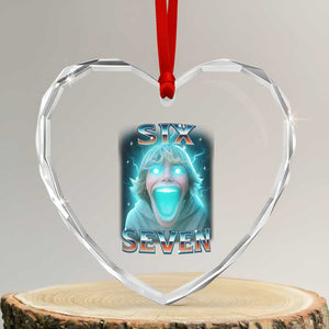 Funny Six Seven The Mason 67 Kid Gen Alpha Meme Heart Crystal Glass Ornament TS11 Transparent Glass 3'' Heart Print Your Wear