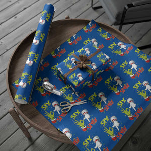 Funny Six Seven Xmas Wrapping Paper Roll 67 Meme Xmas Santa Elf Hand Gen Alpha TS11 Blue Print Your Wear