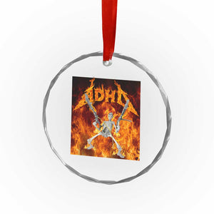Funny Skeleton ADHD Crystal Glass Ornament Meme Flames Neurodivergent Gen Z TS10 Print Your Wear