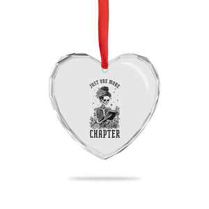 Funny Skeleton Book Lover Heart Crystal Glass Ornament Just One More Chapter