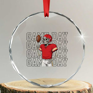 Funny Skeleton Dark Football Crystal Glass Ornament Sport Humor Gift TS12 Transparent Glass 3'' Circle Print Your Wear